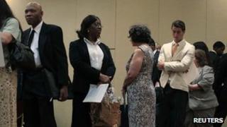 People at a job fair in New York