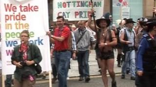 Gay Pride parade in Nottingham