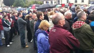 Supporters at a rally in support of Sean Quinn in Co Cavan