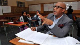 Sipho "Hotstix" Mabuse at school (22 July 2012)
