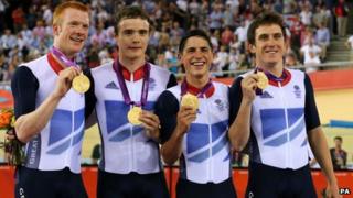 From left: Ed Clancy, Steven Burke, Peter Kennaugh and Geraint Thomas