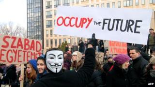Hungarian students protest against the government's education policy