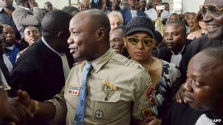 Koffi Olomide outside court (16 August 2012)