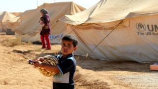 A boy at the Za'atari refugee camp in Mafraq, Jordan