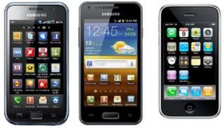 Samsung Galaxy S, Samsung Galaxy S2 and Apple iPhone 3G