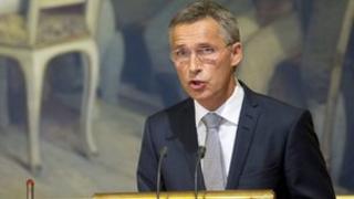 Norwegian Prime Minister Jens Stoltenberg addresses on August 28, 2012