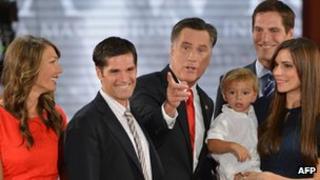 Mitt Romney and family members on the final day of the Republican National Convention