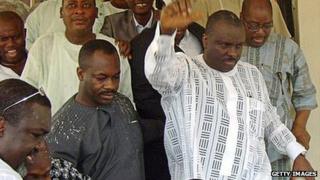 James Ibori (in white, second on the right)