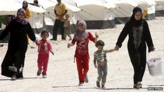 Syrians at the Za'atri refugee camp in Jordan on 30 August 2012