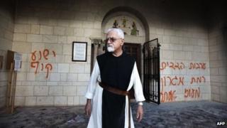 A monk at the Cistercian (Trappist) monastery, the Abbaye de Notre-Dame de Sept-Douleurs, at Latrun (4 September 2012)
