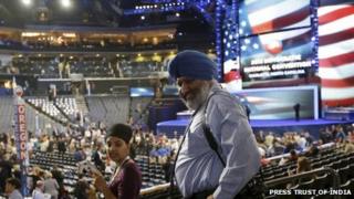 California delegates Harpreet Sandhu (r) and Kulbir Kaur Bainiwal (l) at the 2012 Democratic Convention in Charlotte NC