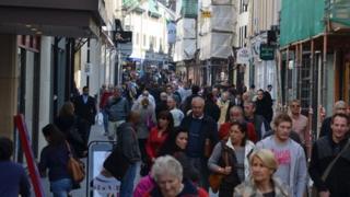 Shoppers in St Helier