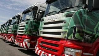 Fleet of Eddie Stobart trucks