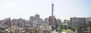 South Africa's downtown Johannesburg in February 2012