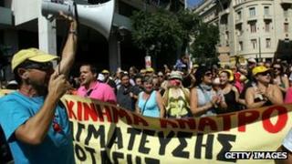 Anti-austerity protesters in Athens 26 September