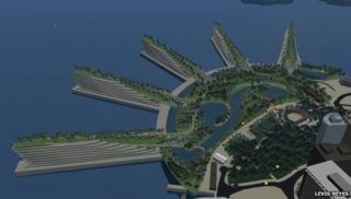 Screenshot of Betaville showing Liberty Piers