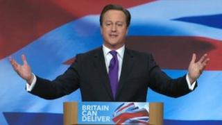 David Cameron speaking at Conservative conference 2012