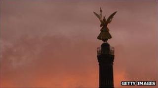 Storm brewing over the Siegessaeule in Berlin