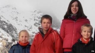 A family photo issued of Eva, Tomas, Jessica and David Palacin Jones