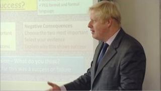 Boris Johnson at a school