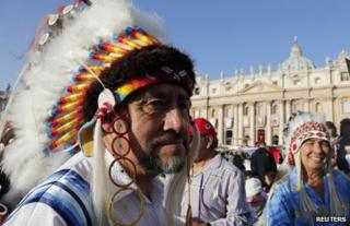 Native Americans on St Peter's Square, the Vatican, 21 October