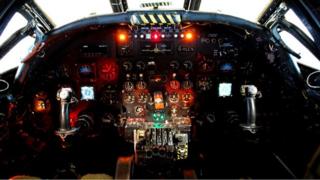 Inside the cockpit of the XH558 Vulcan Bomber