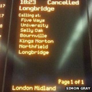 Cancelled train sign