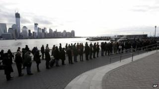 Queue for Jersey City ferry (5 Nov 2012)