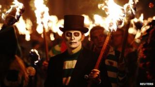 Lewes bonfire procession 2012
