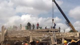 The scene of the collapsed Melcom building - on Friday 9 November 2012