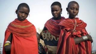 Young women from Kenya's Samburu ethnic group which has the tradition of bride prices to seal marriages