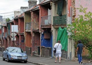 Derelict houses used to accommodate impoverished Aborigines and drug addicts in Sydney