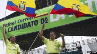 Jorge Glas (left) and Rafael Correa (R)