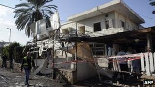 Damaged house in Netivot, Israel