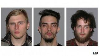 Undated file photos provided by the FBI (l-r) Brandon Baxter, Douglas Wright and Connor Stevens