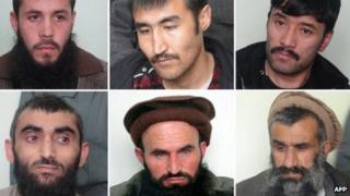 Afghan government handout showing six men executed on Wednesday