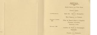 Titanic VIP lunch menu