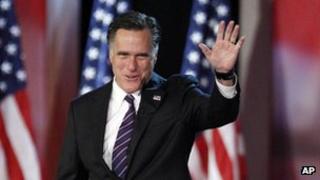 Mitt Romney takes the stage as he prepares to concede the election (6 Nov)