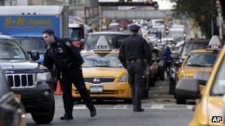 Police officers in New York on 2 November 2012