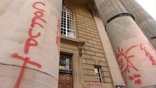 Graffiti on Peterborough Town Hall