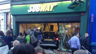 Car crashes through Subway shop window in Aberdare