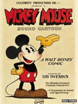 A 1928 film poster of Mickey Mouse