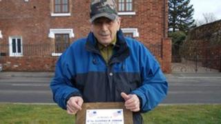 Ivor Jones with plaque