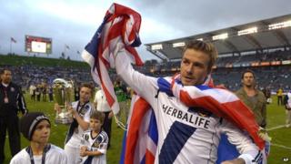 David Beckham waves goodbye to fans after the MLS Cup final