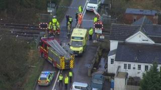 Overhead shot of crash scene