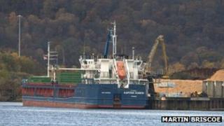 KAPITAN KONKIN ship being loaded with timber