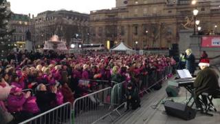 Volunteers gathered in Trafalgar Square