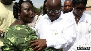 Presidential candidate Nana Akufo-Addo greets a supporter in Kibi, December 7