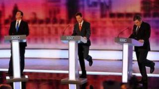 David Cameron, Nick Clegg and Gordon Brown