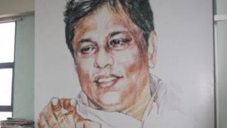 Portrait of Lasantha Wickrematunge in the Leader's offices